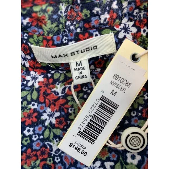 Max Studio Womens Floral Smock Granny Maxi Dress Size M Ditsy 8048 NWT Tiered - Picture 7 of 13